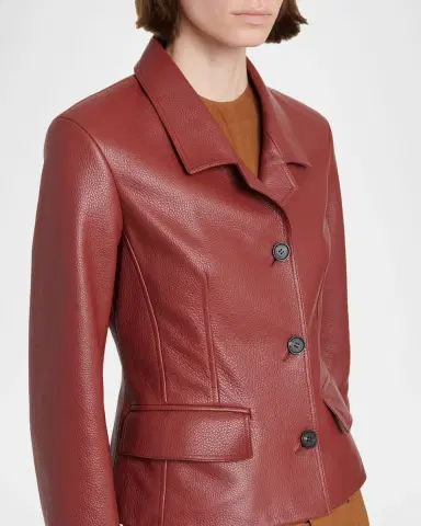Ferragamo Cervo Single-Breasted Leather Jacket | Thumbnail 4 Ferragamo Cervo Single-Breasted Leather Jacket | Thumbnail 4