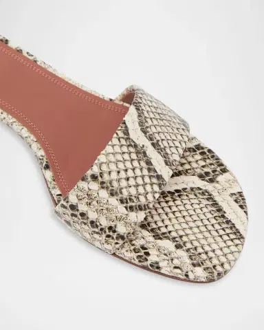 Amina Muaddi 45mm Andreea Snake-Printed Leather Slide Sandals | Thumbnail 2