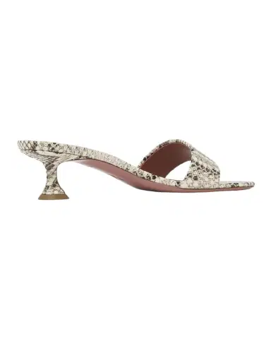 Amina Muaddi 45mm Andreea Snake-Printed Leather Slide Sandals | Thumbnail 1