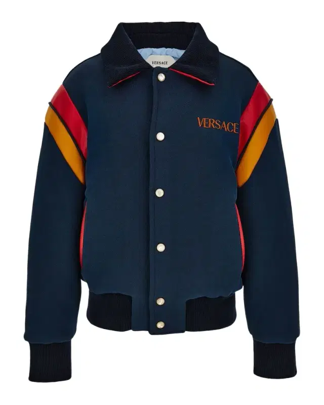 Versace Kid 's Logo-Embroidered Bomber Jacket, Size 4-14