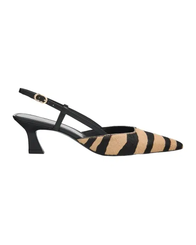 Stuart Weitzman 50mm Vinnie Zebra Calf Hair Slingback Pumps