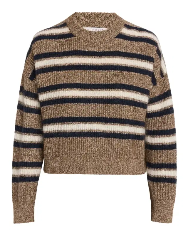 Brunello Cucinelli Cashmere-Mohair Striped Sweater