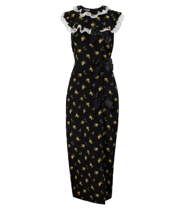 Alessandra Rich Bow-detail floral silk gown