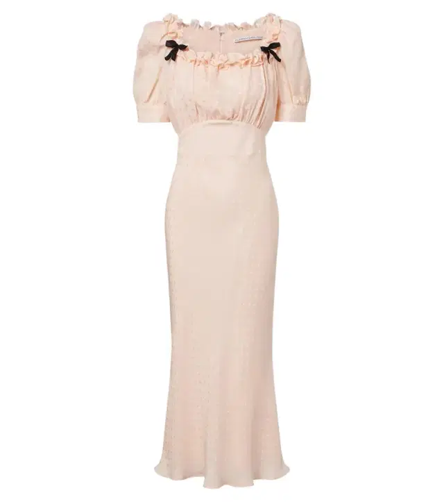 Alessandra Rich Bow-detail ruffled silk jacquard midi dress