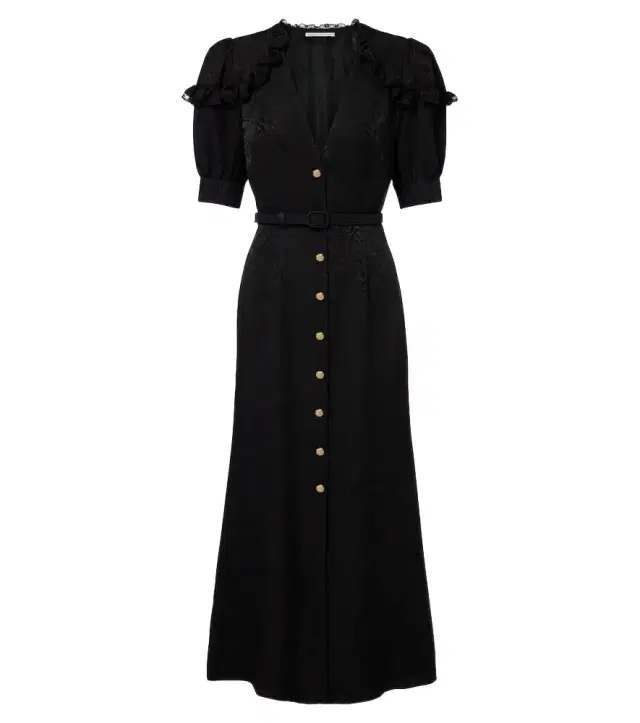 Alessandra Rich Belted silk jacquard midi dress