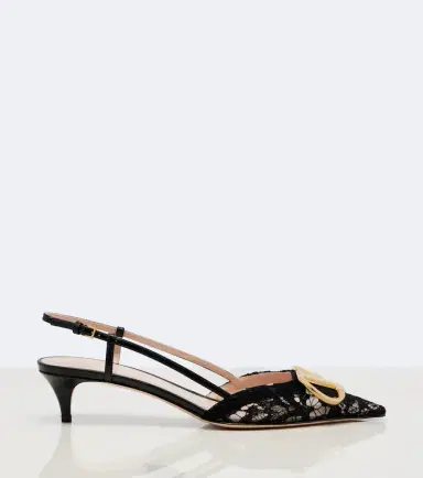 Valentino Garavani VLogo lace slingback pumps | Thumbnail 3 Valentino Garavani VLogo lace slingback pumps | Thumbnail 3