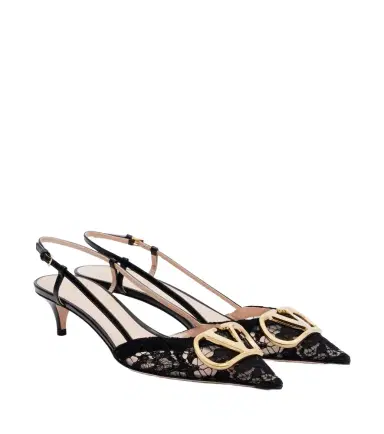 Valentino Garavani VLogo lace slingback pumps | Thumbnail 1 Valentino Garavani VLogo lace slingback pumps | Thumbnail 1