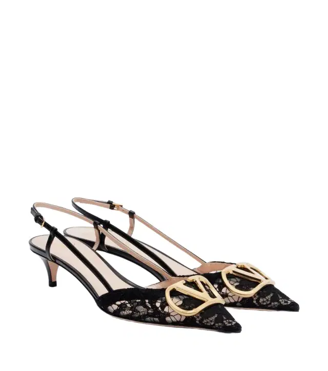 Valentino Garavani VLogo lace slingback pumps