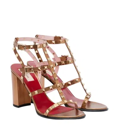 Valentino Garavani Rockstud metallic leather sandals | Thumbnail 1 Valentino Garavani Rockstud metallic leather sandals | Thumbnail 1