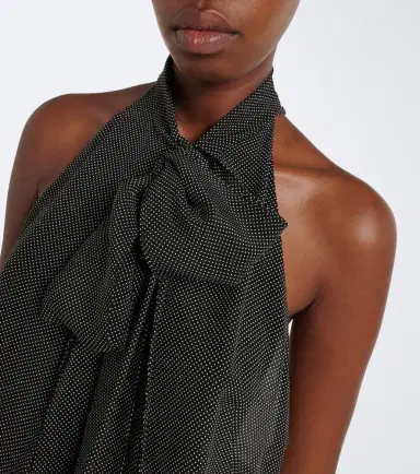 Tom Ford Polka-dot tie-neck silk crêpe de chine top | Thumbnail 4 Tom Ford Polka-dot tie-neck silk crêpe de chine top | Thumbnail 4