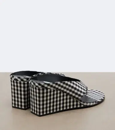 Alaia Alaïa Cube gingham wedge thong sandals | Thumbnail 2