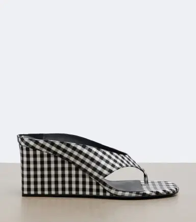 Alaia Alaïa Cube gingham wedge thong sandals | Thumbnail 3