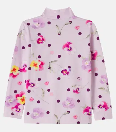 Monnalisa Floral cotton-blend mock neck top | Thumbnail 2