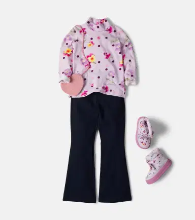 Monnalisa Floral cotton-blend mock neck top | Thumbnail 4