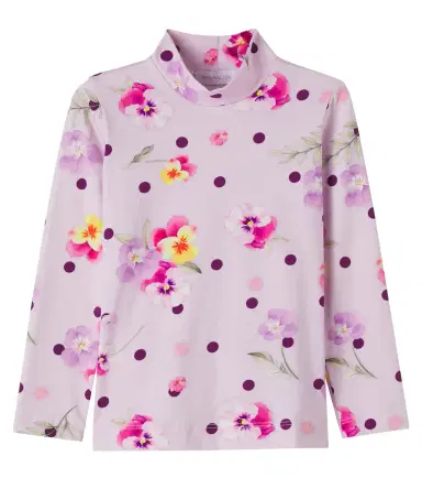 Monnalisa Floral cotton-blend mock neck top | Thumbnail 1
