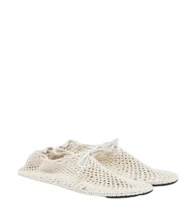 Christen Mandala crochet leather-trimmed flats