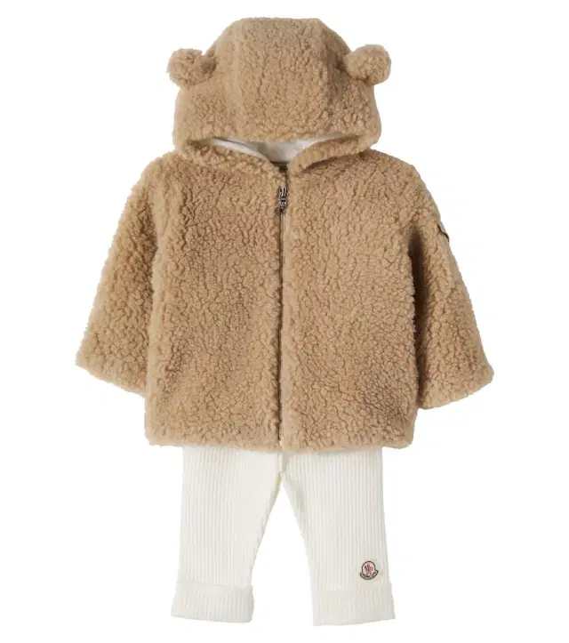 Moncler Enfant Baby teddy and cotton hoodie and leggings set