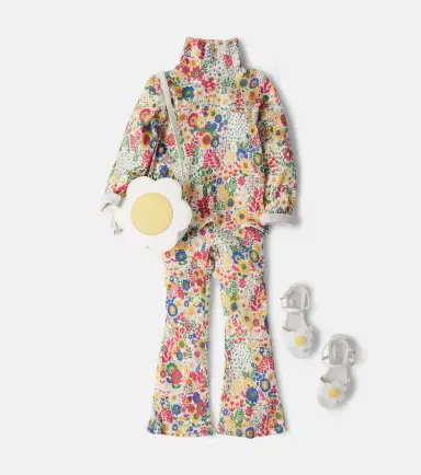 Stella McCartney Kids Floral ribbed-knit cotton turtleneck top | Thumbnail 4