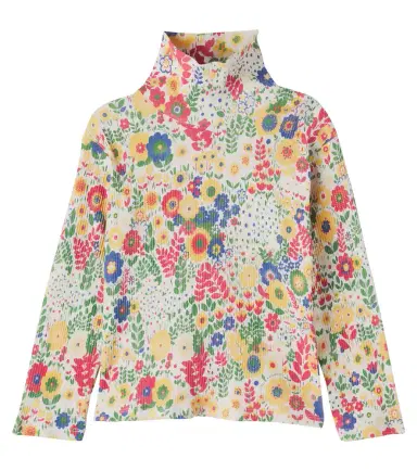 Stella McCartney Kids Floral ribbed-knit cotton turtleneck top | Thumbnail 1