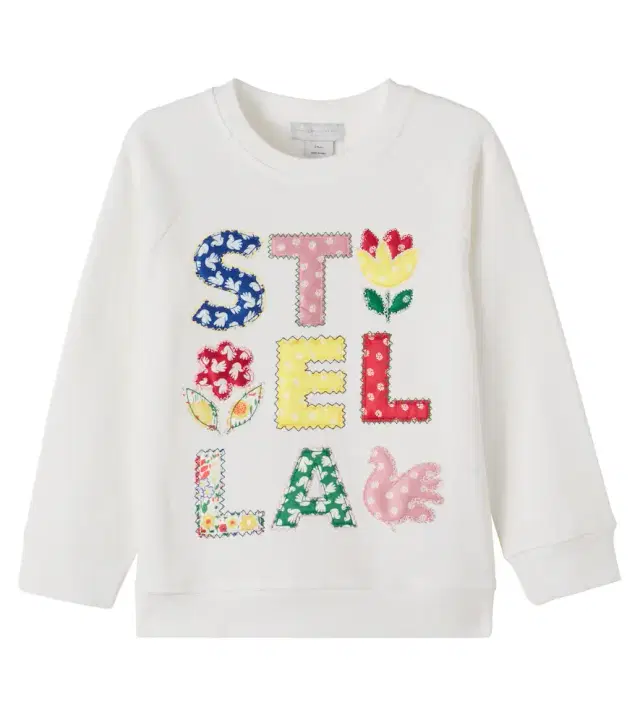 Stella McCartney Kids Patchwork logo cotton jersey sweatshirt