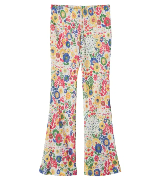 Stella McCartney Kids Floral ribbed-knit cotton jersey pants