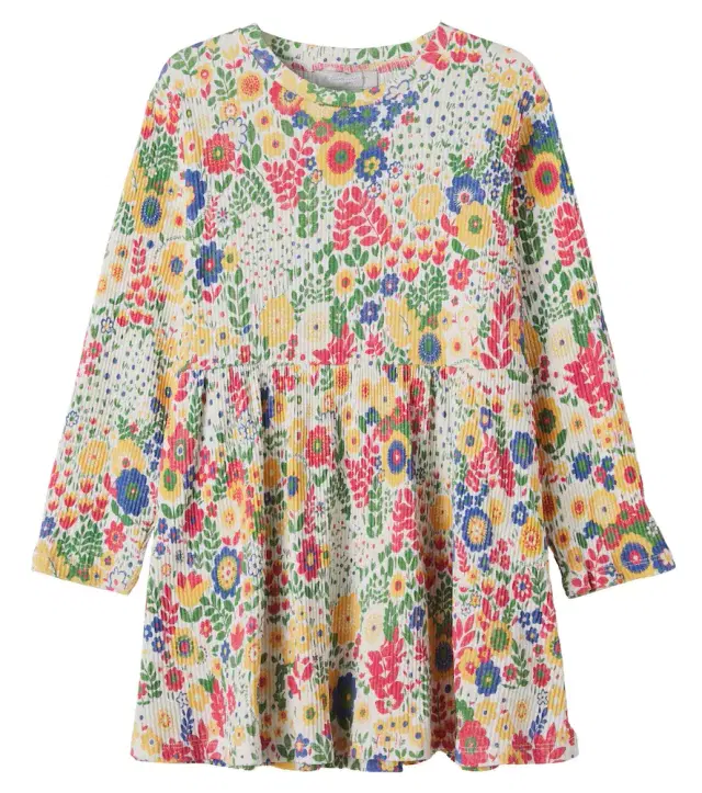 Stella McCartney Kids Floral ribbed-knit cotton jersey dress