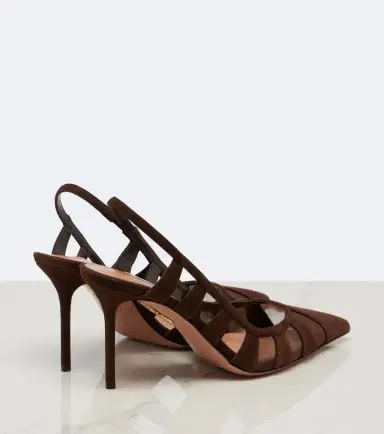 Aquazzura Screen suede and mesh slingback pumps | Thumbnail 3 Aquazzura Screen suede and mesh slingback pumps | Thumbnail 3