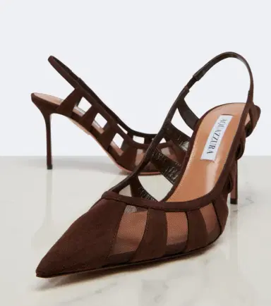 Aquazzura Screen suede and mesh slingback pumps | Thumbnail 4 Aquazzura Screen suede and mesh slingback pumps | Thumbnail 4