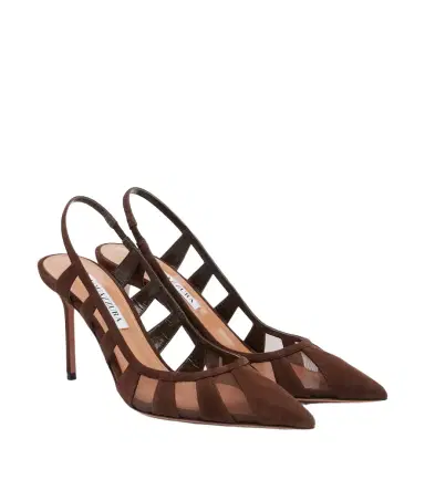 Aquazzura Screen suede and mesh slingback pumps | Thumbnail 1 Aquazzura Screen suede and mesh slingback pumps | Thumbnail 1