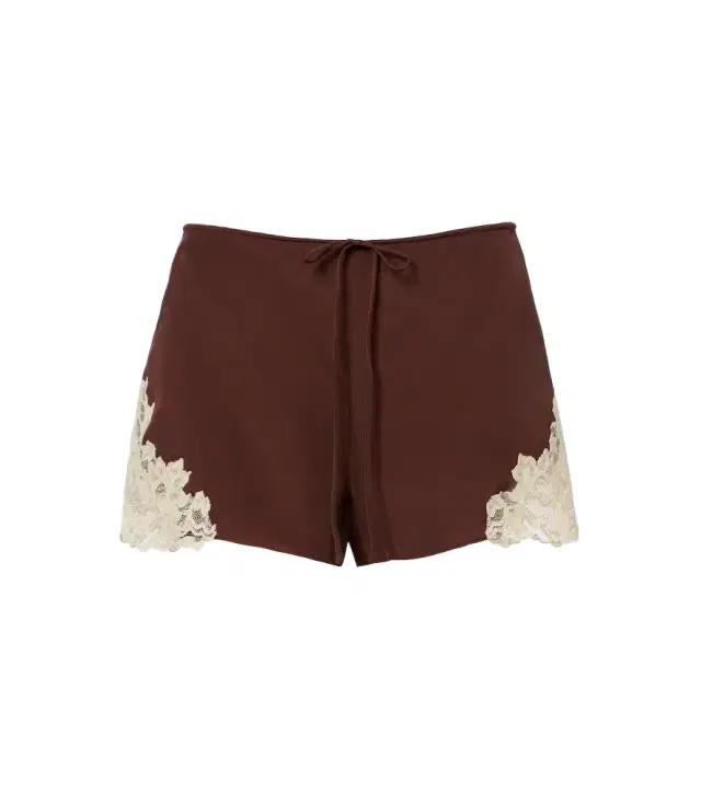DE LA VALI Elia lace-trimmed crêpe de chine shorts