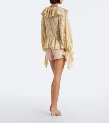 DE LA VALI Elia lace-trimmed crêpe de chine shorts | Thumbnail 2