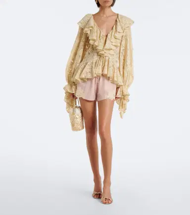 DE LA VALI Elia lace-trimmed crêpe de chine shorts | Thumbnail 5