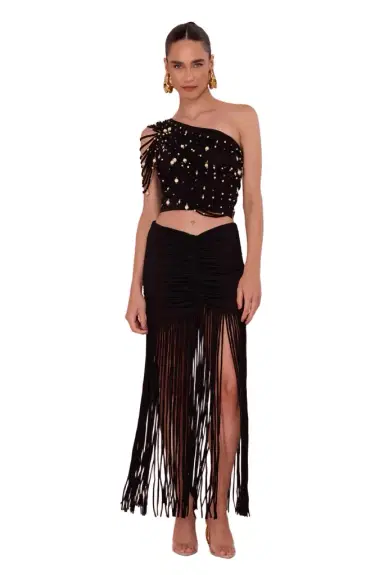 PatBo LYRIA JERSEY FRINGE MAXI SKIRT | Thumbnail 1 PatBo LYRIA JERSEY FRINGE MAXI SKIRT | Thumbnail 1