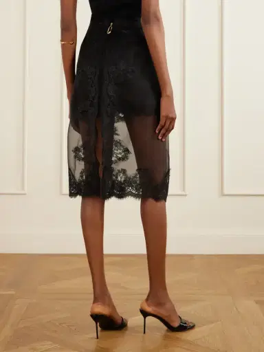 Aje Ophelia Layered Lace-trimmed Silk-organza Midi Skirt | Thumbnail 3