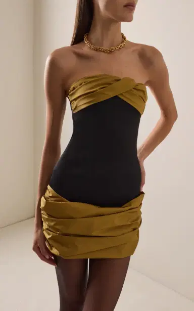 Burc Akyol Taffeta-Trimmed Satin-Cady Mini Dress | Thumbnail 2 Burc Akyol Taffeta-Trimmed Satin-Cady Mini Dress | Thumbnail 2