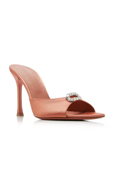 Amina Muaddi Mini Camelia Satin Sandals | Thumbnail 4