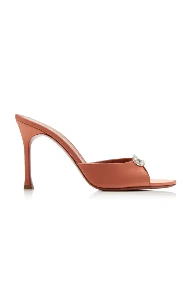 Amina Muaddi Mini Camelia Satin Sandals | Thumbnail 1