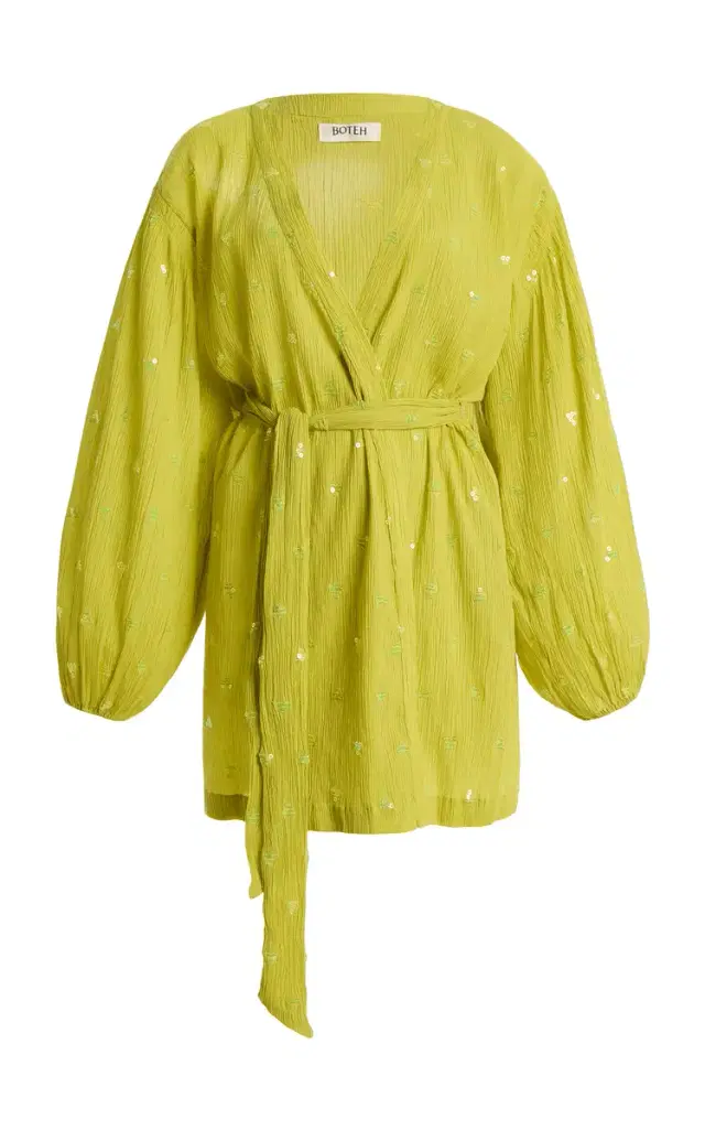 Boteh Solene Sequined Cotton Mini Robe Dress