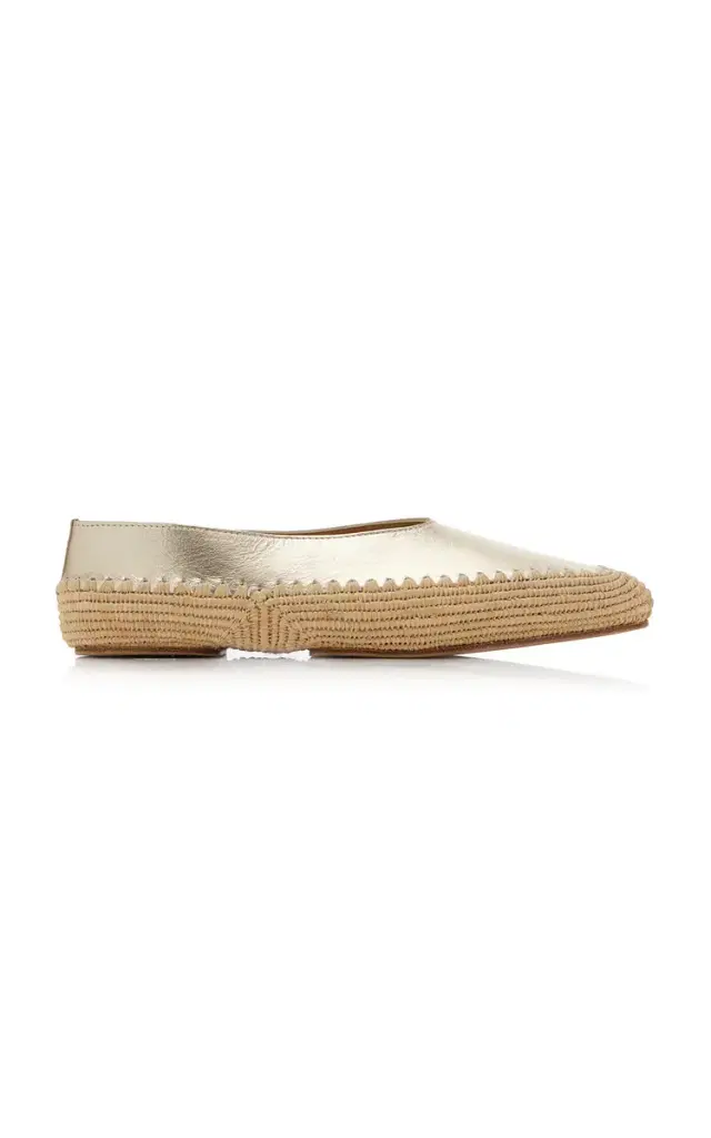 Gabriela Hearst Strength Metallic Leather and Raffia Flats