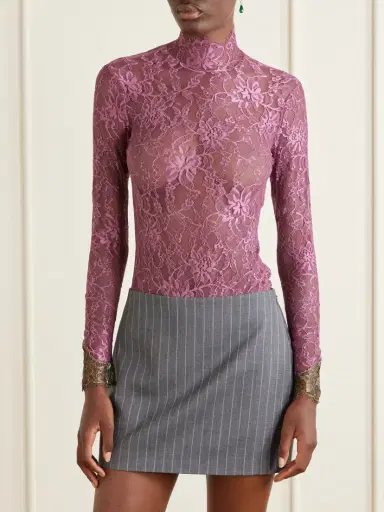 Valentino Garavani Scalloped Lace-jersey Bodysuit | Thumbnail 3 Valentino Garavani Scalloped Lace-jersey Bodysuit | Thumbnail 3