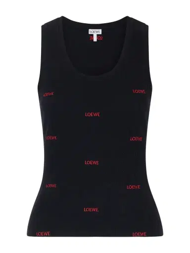 Loewe Logo-embroidered Ribbed Stretch-cotton Jersey Tank | Thumbnail 1 Loewe Logo-embroidered Ribbed Stretch-cotton Jersey Tank | Thumbnail 1