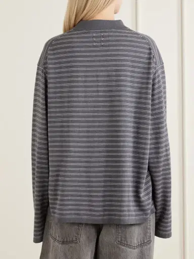 Nili Lotan Foley Stripe Cotton Polo Shirt | Thumbnail 4 Nili Lotan Foley Stripe Cotton Polo Shirt | Thumbnail 4