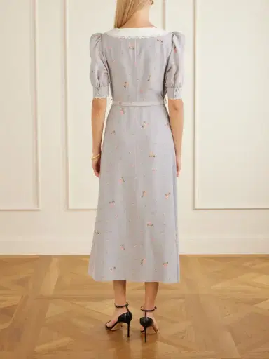 Alessandra Rich Belted Floral-print Lace-trimmed Silk-crepe De Chine Midi Dress | Thumbnail 3