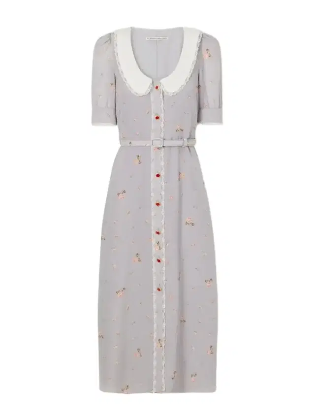 Alessandra Rich Belted Floral-print Lace-trimmed Silk-crepe De Chine Midi Dress