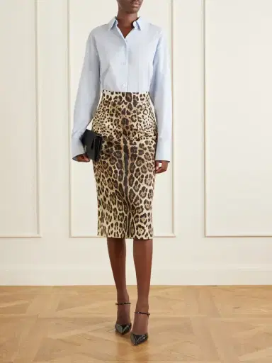Dolce & Gabbana Leopard-print Cotton Midi Skirt | Thumbnail 2