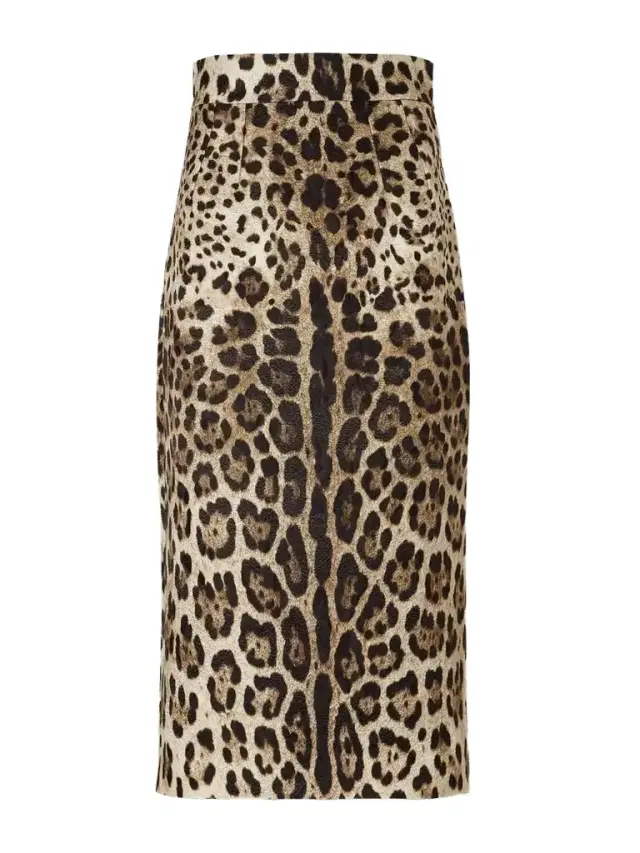 Leopard-print Cotton Midi Skirt