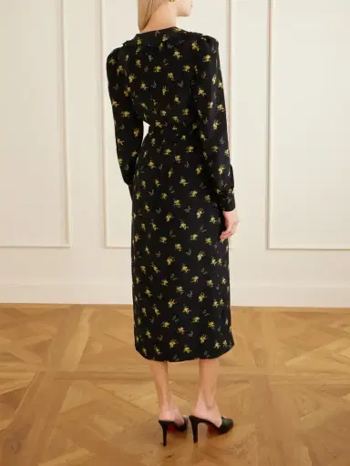 Alessandra Rich Belted Ruffled Floral-print Silk-crepe Midi Dress | Thumbnail 3