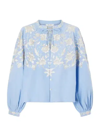 Sea Alina Embroidered Cotton And Linen-blend Blouse | Thumbnail 1 Sea Alina Embroidered Cotton And Linen-blend Blouse | Thumbnail 1
