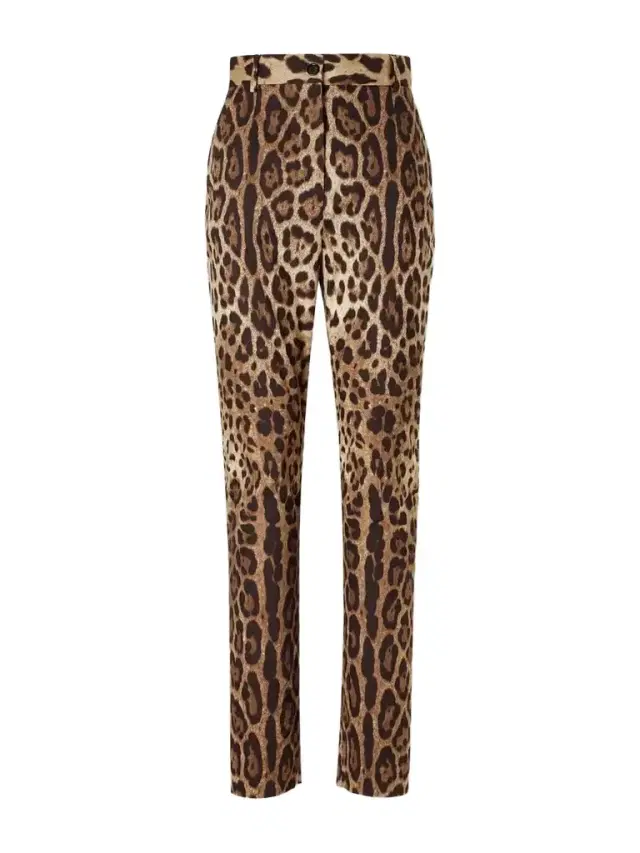Dolce & Gabbana Leopard-print High-rise Cotton Straight-leg Pants