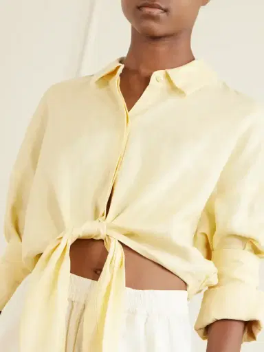 Staud Lisa Knotted Linen Shirt | Thumbnail 4 Staud Lisa Knotted Linen Shirt | Thumbnail 4